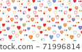 Abstract seamless pattern for Valentines day. Small multi-colored hearts. Cute hand-drawn simple illustration. Ornament for wrapping paper banner, postcard. Vector illustration about love. 71996814
