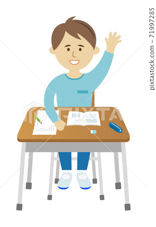 Illustration image of an elementary school student raising his hand Illustration image of an elementary school student raising his hand 71997285