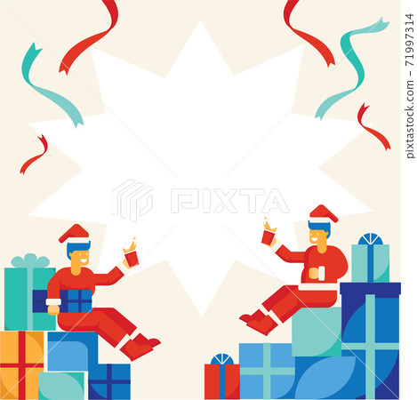 santa drinking celebrate with many gift boxes santa drinking celebrate with many gift boxes 71997314