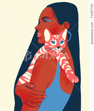 Young woman holding a cat. Portrait. Young woman holding a cat. Portrait. 71997782