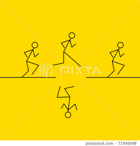 People jumping into abyss. Crisis metaphor People jumping into abyss. Crisis metaphor 71998096