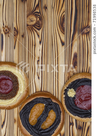 traditional czech cakes on burnt spruce wood 71998538