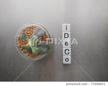 在明亮的燈光下，排列著IDECO的骰子字母和植物2 71998851