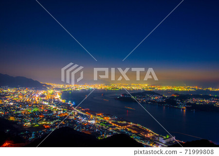 View of Kyushu and Honshu Kanmon Straits at night View of Kyushu and Honshu Kanmon Straits at night 71999808