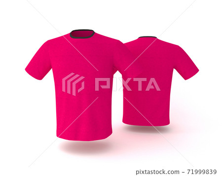 Pink T-shirt template, isolated on background. Men's realistic T-shirt mockup 3d render. Pink T-shirt template, isolated on background. Men's realistic T-shirt mockup 3d render. 71999839