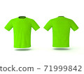 Green T-shirt template, isolated on background. Men's realistic T-shirt mockup 3d render 71999842