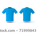Blue T-shirt template, isolated on background. Men's realistic T-shirt mockup 3d render 71999843