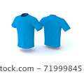 Blue T-shirt template, isolated on background. Men's realistic T-shirt mockup 3d render 71999845