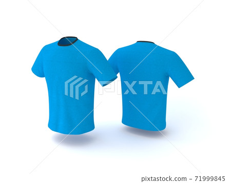 Blue T-shirt template, isolated on background. Men's realistic T-shirt mockup 3d render 71999845