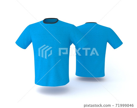 Blue T-shirt template, isolated on background. Men's realistic T-shirt mockup 3d render 71999846