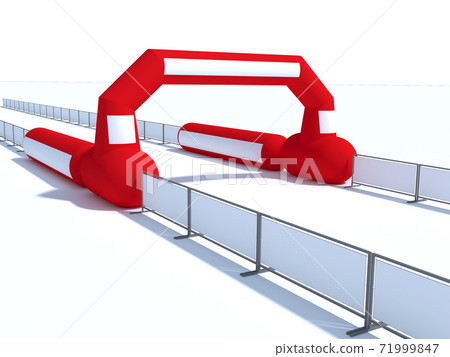 Inflatable start and finish line arch illustrations - Inflatable archways suitable for outdoor sport events 3d render 71999847