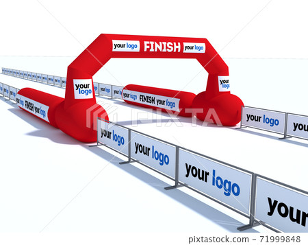 Inflatable start and finish line arch illustrations - Inflatable archways suitable for outdoor sport events 3d render 71999848