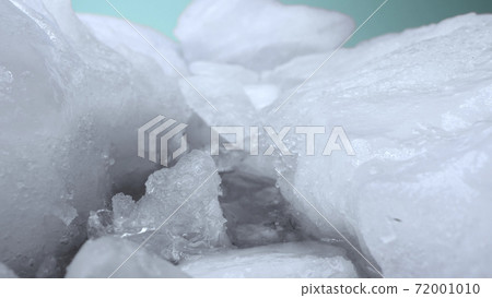 extreme close-up, detailed. pieces of white ice on a blue background 72001010