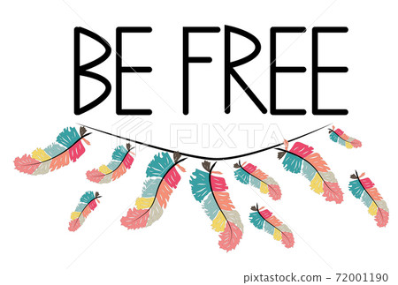 Be Free. Boho Art Print With Decorative... - Stock Illustration ...