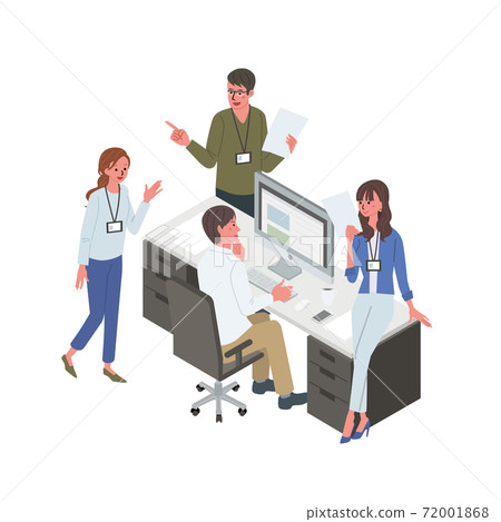 People having a meeting Scenery of a meeting Isometric illustration 72001868