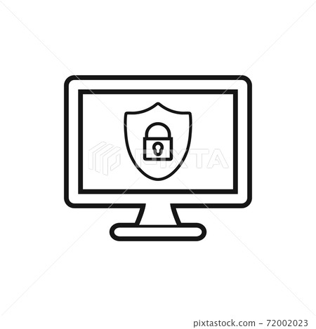 Computer Lock Line Icon. Editable Vector Symbol...-插圖素材 [72002023 ...