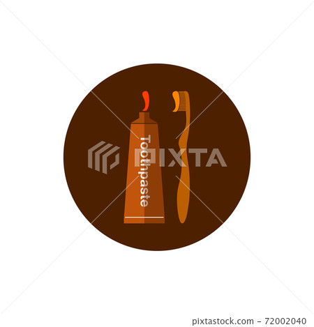 Brush and Toothpaste Icon. Button style vector... - Stock Illustration ...