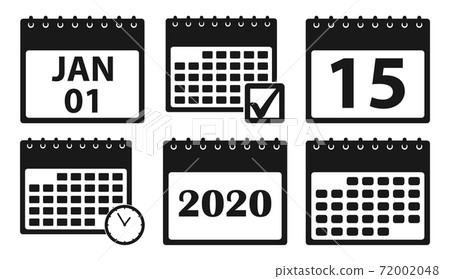 Calendar Icon Set. Flat And Line Style Vector EPS - Stock Illustration ...