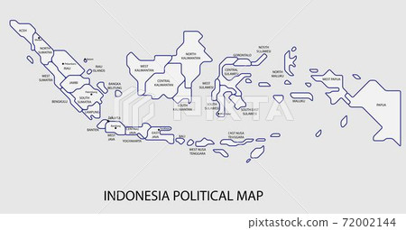 Indonesia political map divide by state colorful outline simplicity style. 72002144