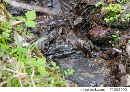 Close up Natural Water spring coming out of a hill side in Nebraska  72002900