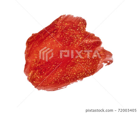 Red paint spot. A spot painted with a brush with flecks of Golden confetti crumbs 72003405