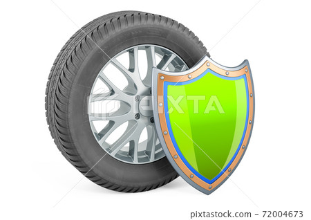 Car wheel with shield, 3D rendering 72004673