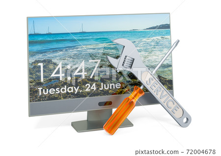 Service and repair of computer monitor, 3D rendering Service and repair of computer monitor, 3D rendering 72004678