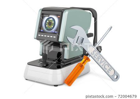 Service and repair of auto refractometer, 3D rendering 72004679