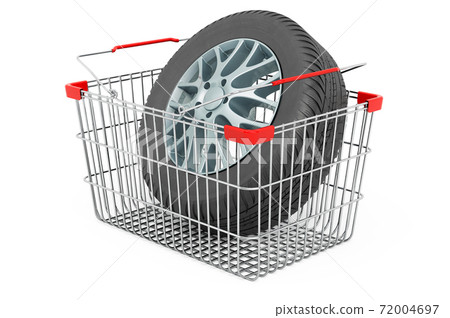 Car wheel with lawn mower, 3D rendering Car wheel with lawn mower, 3D rendering 72004697