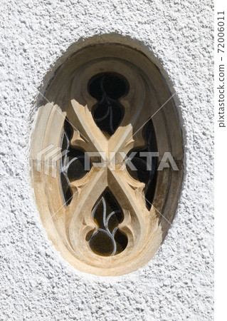Ornate Oval Stone And Lead Glass Church Window Ornate Oval Stone And Lead Glass Church Window 72006011