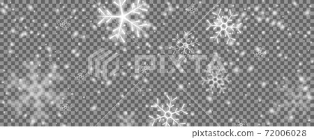 Snow. Background of winter Christmas snowy transparent overlay. 72006028