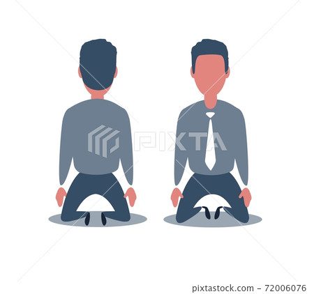 Business concept illustration of a businessman kneel down. Rear view. Business Fall Concept Business concept illustration of a businessman kneel down. Rear view. Business Fall Concept 72006076
