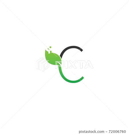 Letter C logo leaf digital icon design concept - Stock Illustration ...