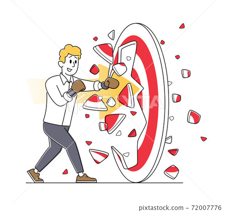 Businessman in Boxing Gloves Break Huge Target, Business Aim Mission, Challenge, Task Solution, Fight with Problems Businessman in Boxing Gloves Break Huge Target, Business Aim Mission, Challenge, Task Solution, Fight with Problems 72007776