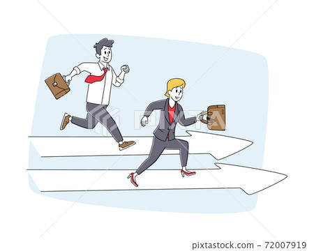 Careerist Chase, Business People Characters Social Climbers Running Competition. Businesspeople Hold Briefcase Run Careerist Chase, Business People Characters Social Climbers Running Competition. Businesspeople Hold Briefcase Run 72007919