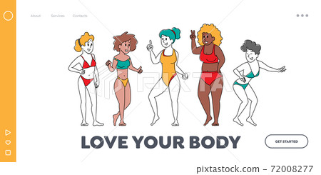 Body Positive Women Diversity Landing Page Template. Happy Multiracial, Multicultural Girl Characters of Different Ages Body Positive Women Diversity Landing Page Template. Happy Multiracial, Multicultural Girl Characters of Different Ages 72008277
