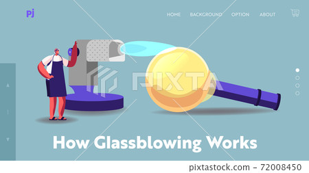 Glassblowing Decor Producing Manufacture, Craft Landing Page Template. Tiny Glassblower Create Decor Blowing Glass Piece Glassblowing Decor Producing Manufacture, Craft Landing Page Template. Tiny Glassblower Create Decor Blowing Glass Piece 72008450