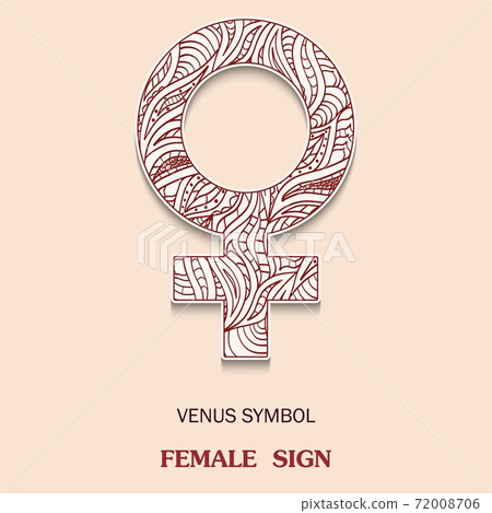 Symbol of Venus is a female floor sign with a pattern in tribal Indian style. 72008706
