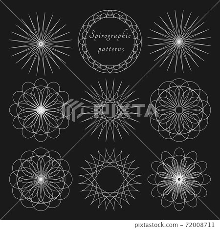 Set circular outline elements for design. Spirographic ornaments for design, icons, cards, or invitations. Set circular outline elements for design. Spirographic ornaments for design, icons, cards, or invitations. 72008711
