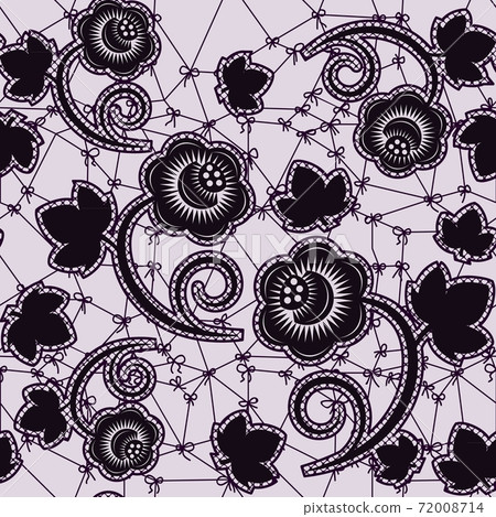 Seamless lace floral texture. Pattern with flowers and a mesh with bows. Seamless lace floral texture. Pattern with flowers and a mesh with bows. 72008714