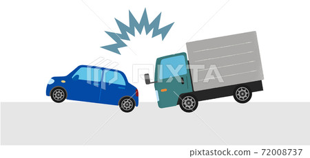 乘用車和卡車之間的交通事故碰撞的矢量圖 72008737