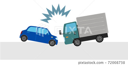Vector illustration of a traffic accident Head-on collision between a passenger car and a truck 72008738