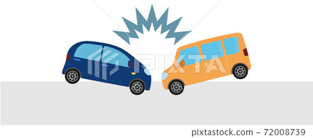 Vector illustration of a traffic accident Head-on collision between passenger cars 72008739