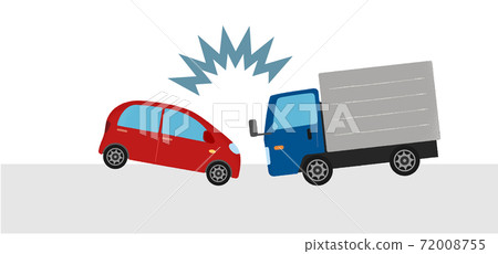 Vector illustration of a traffic accident Head-on collision between a passenger car and a truck Vector illustration of a traffic accident Head-on collision between a passenger car and a truck 72008755