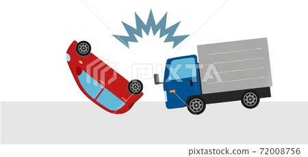 Vector illustration of a traffic accident: Collision between a passenger car and a truck 72008756
