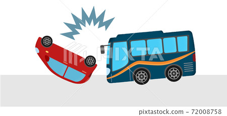 乘用車和公共汽車之間的交通事故碰撞的矢量圖 72008758