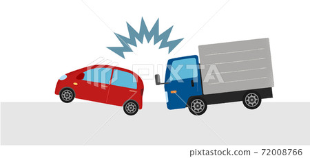 Vector illustration of a traffic accident: Collision between a passenger car and a truck 72008766