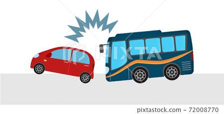 乘用車和公共汽車之間的交通事故碰撞的矢量圖 乘用車和公共汽車之間的交通事故碰撞的矢量圖 72008770