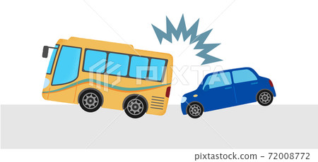 Vector illustration of a traffic accident: Collision between a passenger car and a bus 72008772