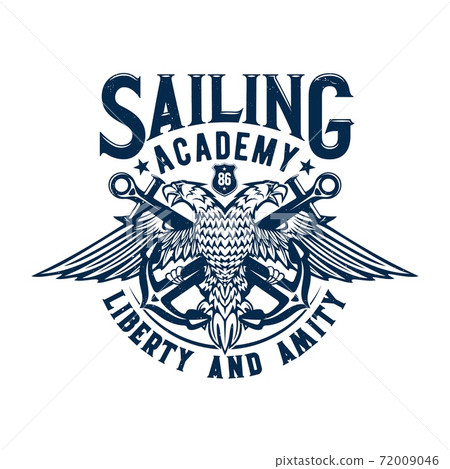 Tshirt print with two headed eagle and anchors 72009046